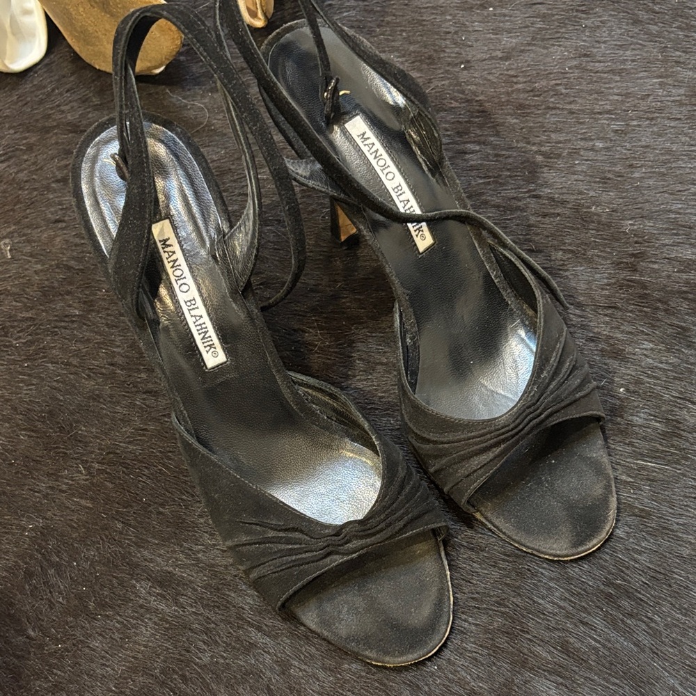 Manolo Blahnik Elegant Black Strappy Heels